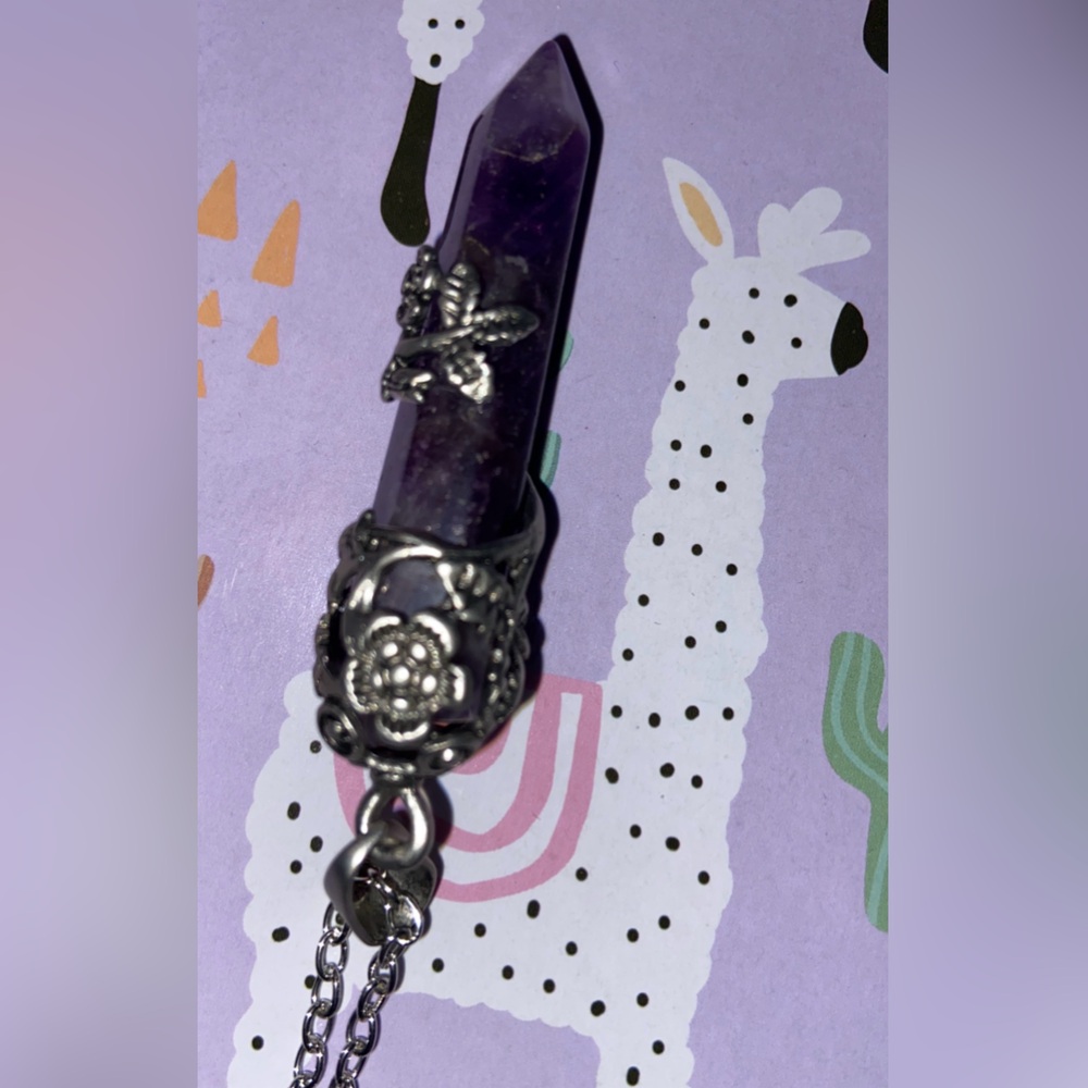 Amethyst Wrapped w/Silver Pendant & Necklace- Hand Made Mystical Healing Crystal - Picture 16 of 16